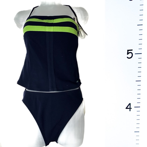 Nautica Other - Nautica Black Tankini with Lime Green Stripes